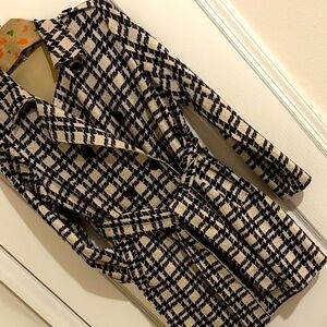 Solitaire Navy and Cream Checkered Pea Coat